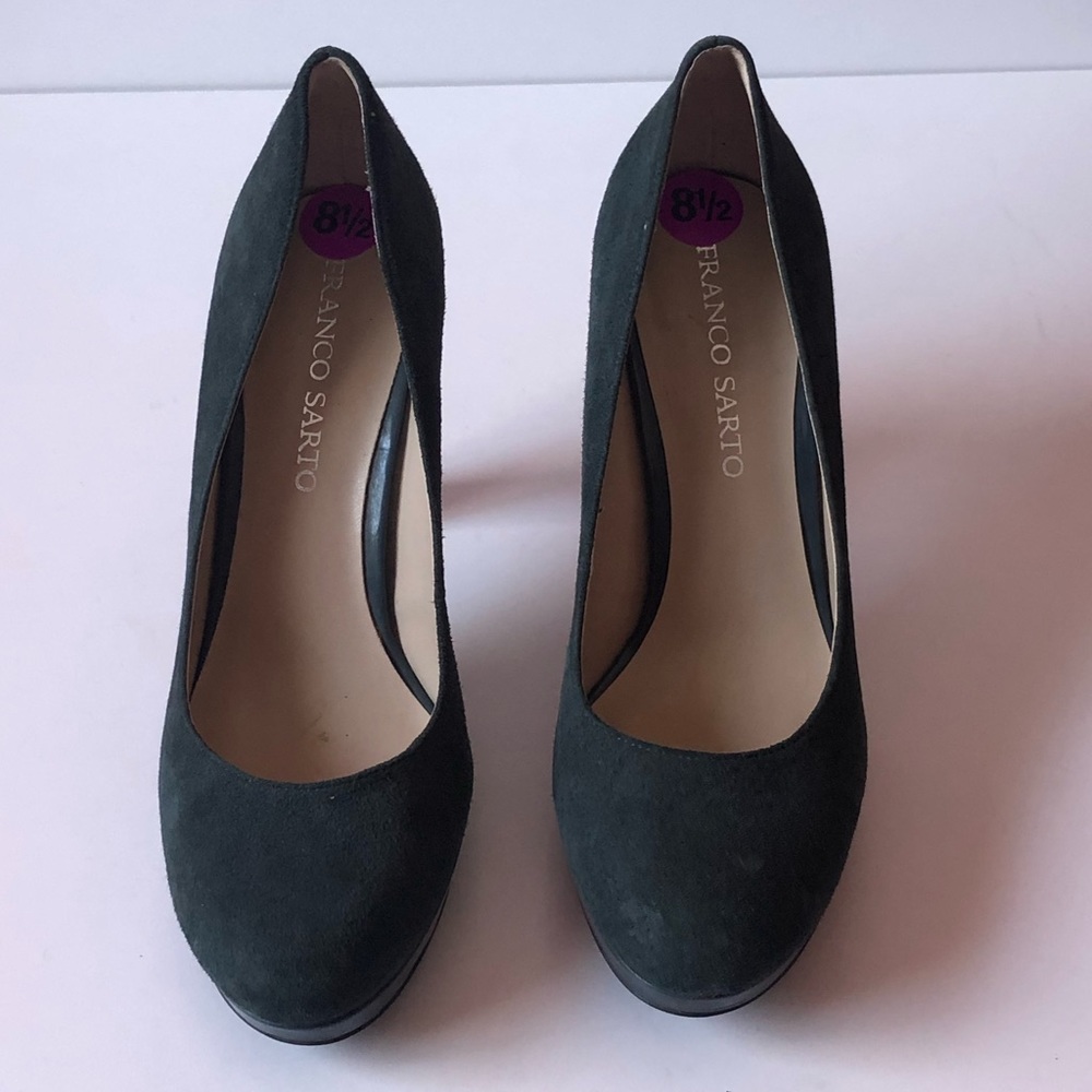FRANCO SARTO BLUE-GREEN SUEDE BALADA PUMP SIZE 8.5